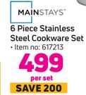 Mainstays 6 Piece Stainless Steel Cookware Set-Per Set