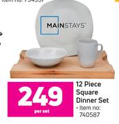 Mainstays 12 Piece Square Dinner Set-Per Set