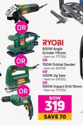Ryobi 650W Angle Grinder 115mm Or 150W Orbital Sander Or 400W Jigsaw Or 500W Impact Drill 10mm-Each