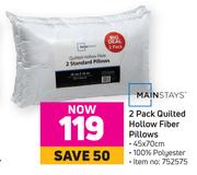 Mainstays 2 Pack Quilted Hollow Fiber Pillows-45 x 70cm