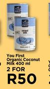 You First Organic Coconuut Milk-For 2 x 400ml