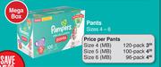 Pampers Pants Mega Box Sizes 4-6-Each