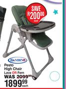 Bambino Pesto High Chair Lava Or Fern-Each