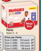Huggies Gold Pants Mega Box Sizes 3-6-Each