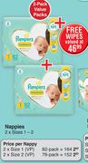 Pampers Premium Care Nappies Value Pack 2 x Sizes 1-2-Each