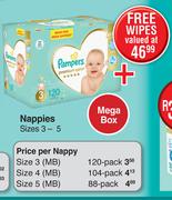 Pampers Premium Care Nappies Mega Box Sizes 3-5-Each