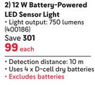 Lightworx 12W Battery-Powered LED Sensor Light 400186-Each