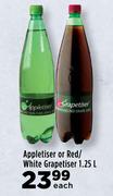 Appletiser Or Red/White Grapetiser-1.25L Each