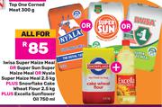 Iwisa Super Maize Meal 2.5Kg, Snowflake Cake Wheat Flour 2.5Kg & Excella Sunflower Oil 750ml-For All
