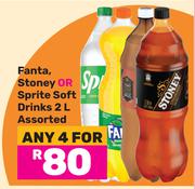 Fanta Stoney Or Sprite Soft Drinks Assorted-For Any 4 x 2Ltr