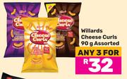 Willards Cheese Curls Assorted-For Any 3 x 90g