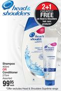 Head & Shoulders Shampoo 400ml Or Conditioner 275ml Assorted-Each