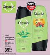 Organics 2-In-1 Shampoo & Conditioner Or Conditioner 400ml Assorted-Each