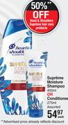 Head & Shoulders Supreme Moisture Shampoo 400ml Or Conditioner 275ml Assorted-Each