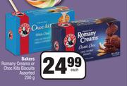 Bakers Romany Creams Or Choc Kits Biscuits Assorted-200g Each