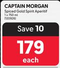 Captain Morgan Spiced Gold Spirit Aperitif-750ml Each