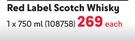 Johnnie Walker Red Label Scotch Whisky-750ml Each