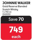 Johnnie Walker Gold Reserve Blended Scotch Whisky-750ml Each