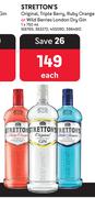 Stretton's Original,Triple Berry,Ruby Orange Or Wild Berries London Dry Gin-750ml Each