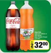 Coca Cola Light, No Caffeine Or Zero Range-For Any 2 x 2.25L