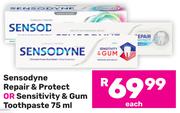 Sensodyne Repair & Protect Or Sensitivity & Gum Toothpaste-75ml Each