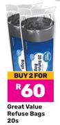 Great Value Refuse Bag 20's Pack-For 2