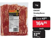 Eskort Streaky Bacon-1Kg Each