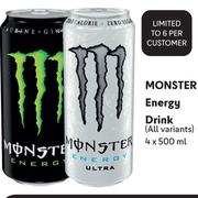 Monster Energy Drink (All Variants)-4 x 500ml