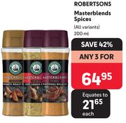 Robertsons Master Blends Spices (All Variants)-For 3 x 200ml