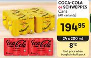 Coca Cola Or Schweppes Cans (All Variants)-24 x 200ml