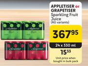 Appletiser Or Grapetiser Sparkling Fruit Juice (All Variants)-24 x 330ml 