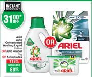 Ariel Auto Concentrate Washing Liquid 1.5Ltr Or Auto Powder 2Kg Or 14 Capsules-Each