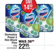 Domestos Power 5 Rim Block Pine-55g Each
