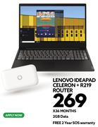 Lenovo Ideapad Celeron + R219 Router-On 2GB Data