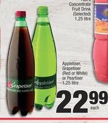 Appletiser, Grapetiser (Red Or White) Or Peartiser-1.25Ltr Each