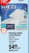 Softi Premium Adult Linen Savers 20 Pack 60cm x 60cm Standard-Per Pack