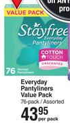 Stayfree Everyday Pantyliners Value Pack 76 Pack Assorted-Per Pack