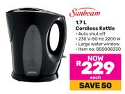 Sunbeam 1.7Ltr Cordless Kettle