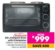 Sunbeam 20Ltr Compact Oven With 2 Hotplates