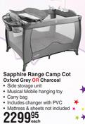 Baby Things Sapphire Range Camp Cot (Oxford Grey Or Charcoal)-Each