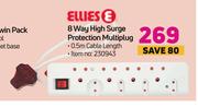 Ellies 8 Way High Surge Protection Multiplug