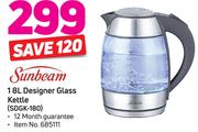 Sunbeam 1.8Ltr Designer Glass Kettle SDGK-180