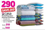 Casa Double Polycotton Comforters Including Two Matching Pillowcases-Per Set