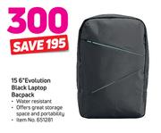 15 6” Evolution Black Laptop Backpack