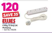 Ellies 4 Way 13Amp UK Multiplug