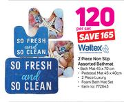 Waltex 2 Piece Non Slip Assorted Bathmat-Per Set