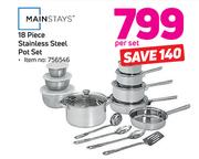 Mainstays 18 Piece Stainless Steel Pot Set-Per Set