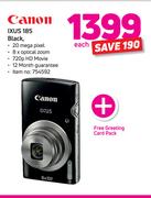 Canon Ixus 185 Black With Free Greeting Card Pack-Each