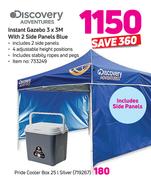 Discovery Adventures Instant Gazebo 3 x 3m With 2 Side Panels Blue