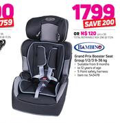 Bambino Grand Prix Booster Seat Group 1/2/3 (9-36kg)